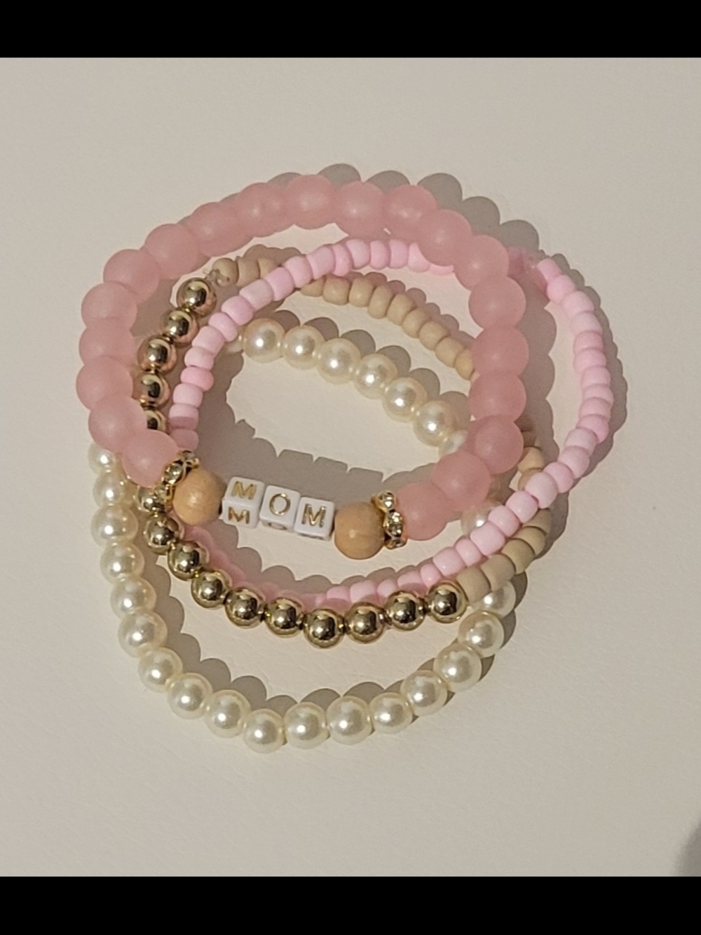 Hand Crafted Stretch Beaded Bracelet Set of 4 Perfect for Mother's Day!